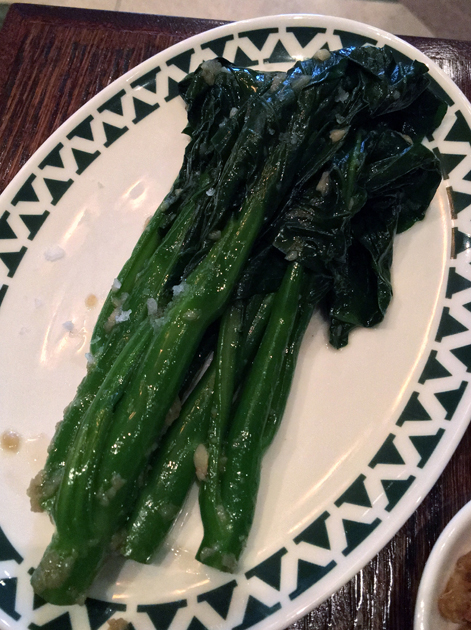 gai lan with confit garlic at xu london