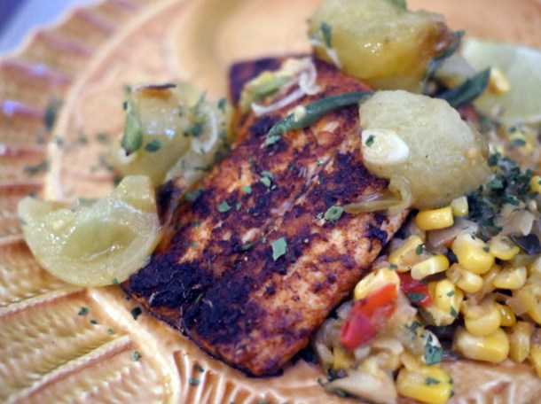 grilled mullet with pickled watermelon at plaquemine lock