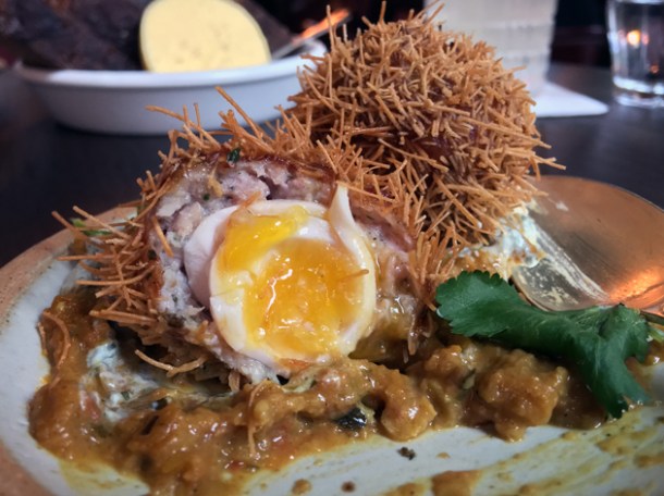 masala-spiced scotch egg at the wigmore