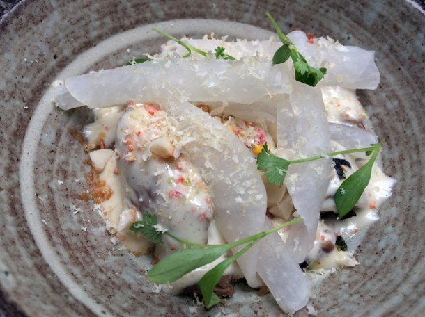 shabu shabu beef with pickled daikon at magpie