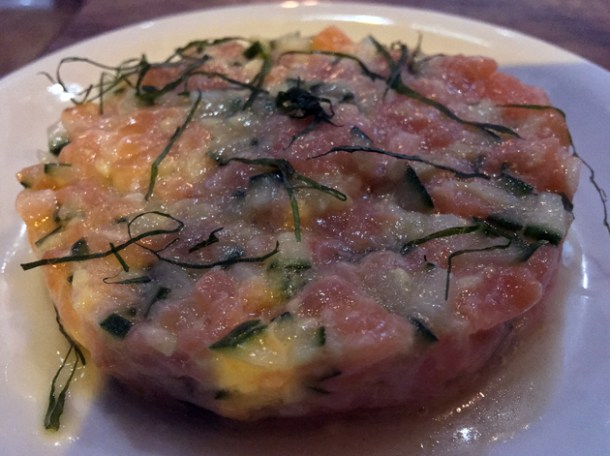 salmon crudo at gilly's fry bar