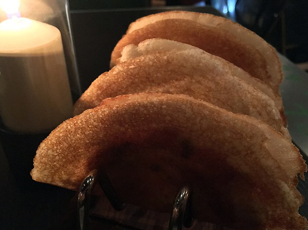 trio of potato mini dosas at bombay bustle