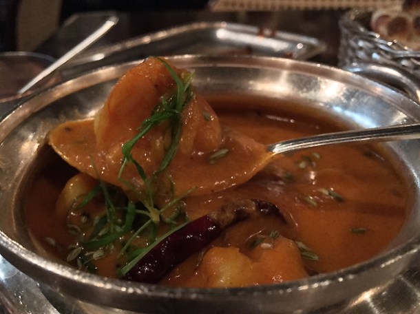 achari jheenga curry at gymkhana