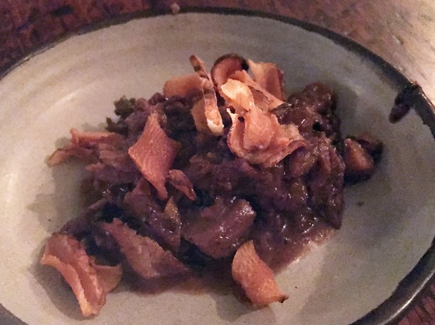 venison and crisps at sorella