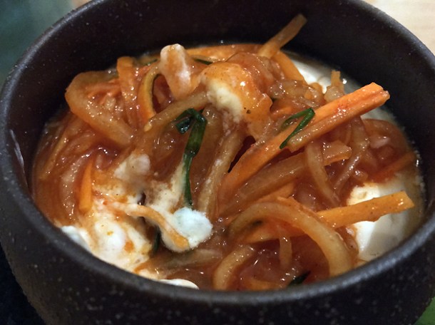 tofu and kimchi at sushi atelier