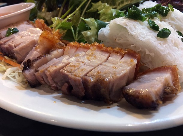 crispy pork belly with vermicelli at mrs le's