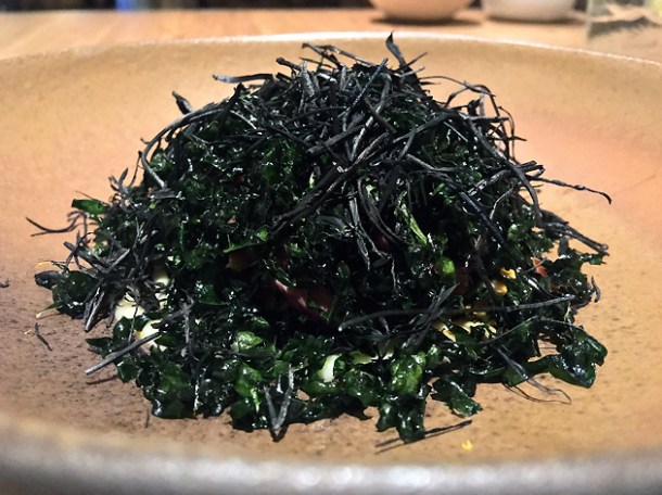 fried kale covering the goose at hide above