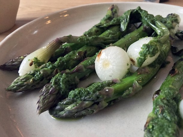 asparagus and onions at bright