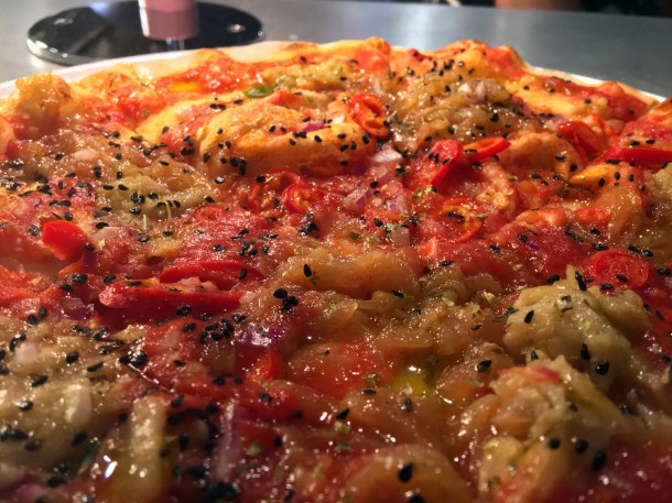 onion, fennel and chilli vegan pizza at temper covent garden