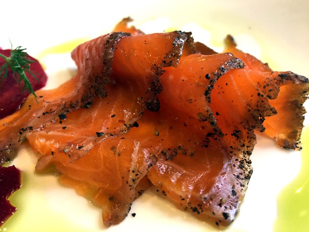pastrami cured trout at bob's lobster