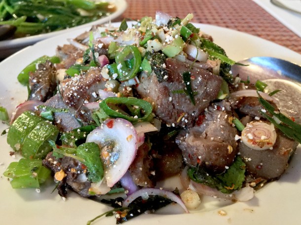 beef tongue salad at singburi
