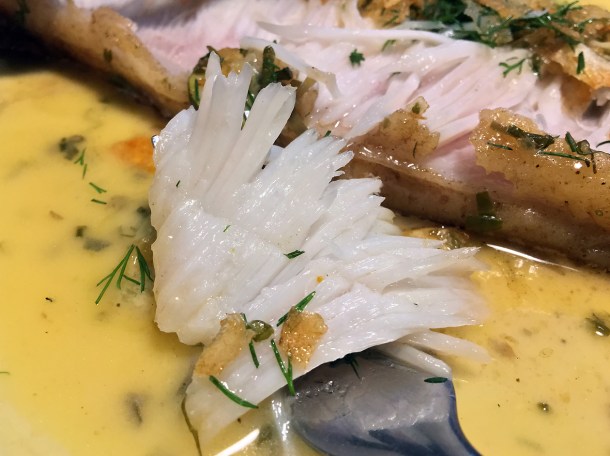 ray wing in butter sauce at two lights shoreditch