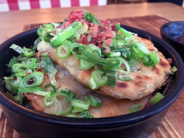 scallion pancakes with bacon at red farm covent garden