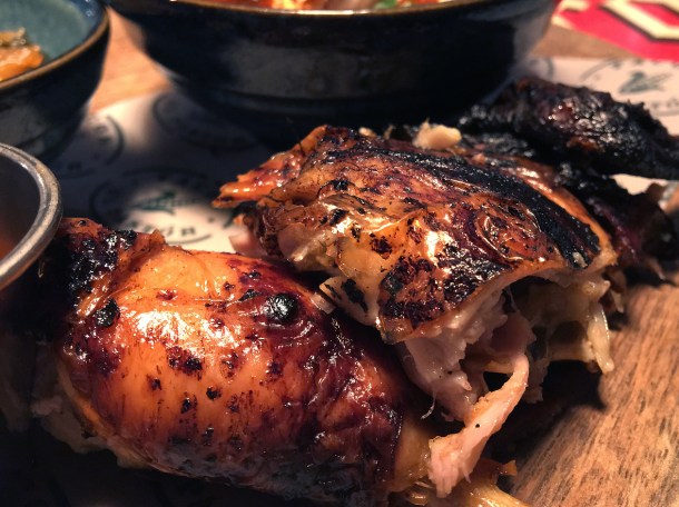 half roast chicken thigh at plaza pastor