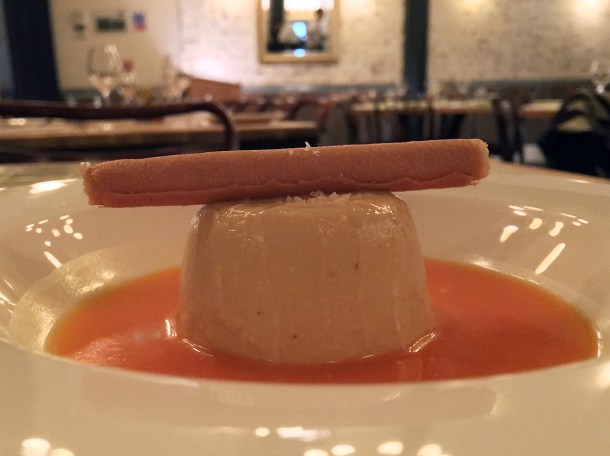 salted caramel panna cotta in pumpkin juice at yeni
