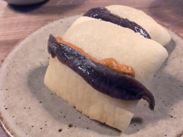 anchovies on fried bread at orasay notting hill