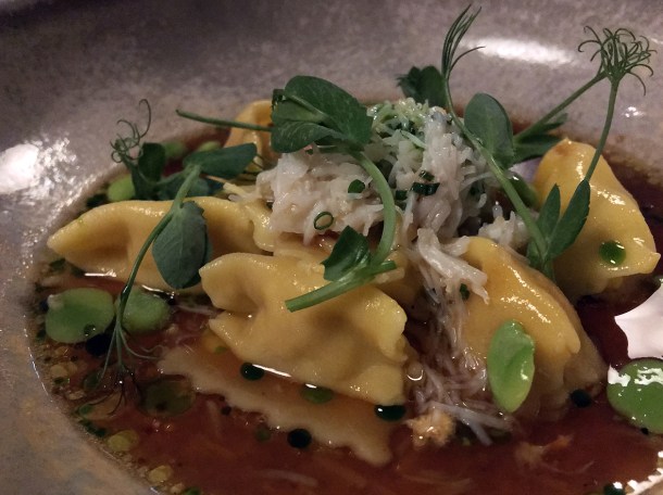 pork and crab agnolotti at orasay notting hill