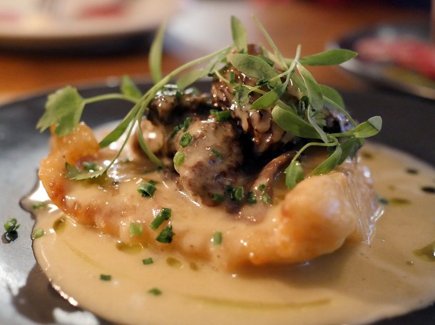 copyrighted photo of the turbot and morels at Barullo London