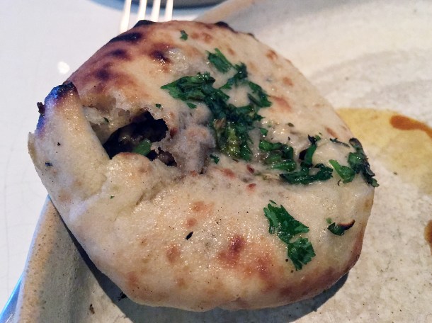 illustrative photo of the keema kulcha from the tasting menu at Kanishka