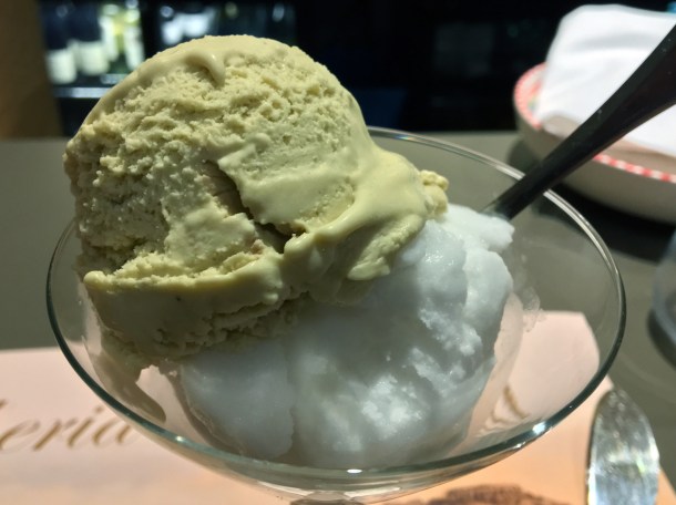 illustrative photo of the pistachio gelato and lemon sorbet at Pescheria Assunta