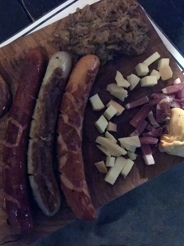 illustrative photo of the German sausage platter from Turkish Garden at Mercato Metropolitano Southwark