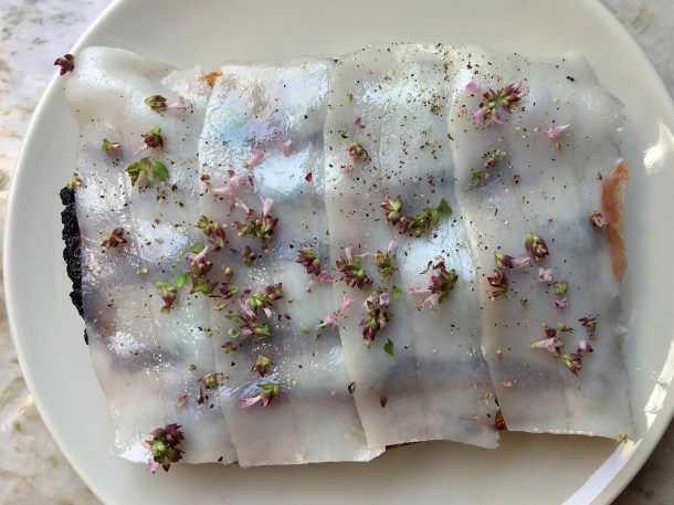 illustrative photo of the lardo and anchovies on toast at Flor Borough Market