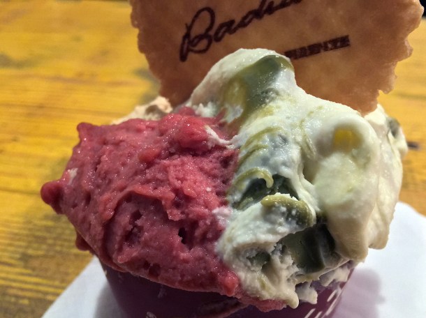 illustrative photo of the pistachio gelato and raspberry sorbet from Badiani at Mercato Metropolitano