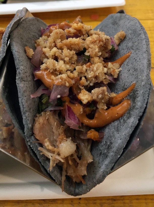 illustrative photo of the pork tacos from Hermanos at Mercato Metropolitano