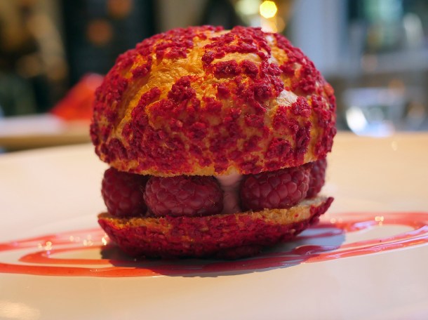 illustrative photo of the raspberry choux bun at Siren at The Goring Hotel