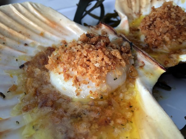 illustrative photo of the scallops baked in rosemary and orange butter at Siren at The Goring Hotel