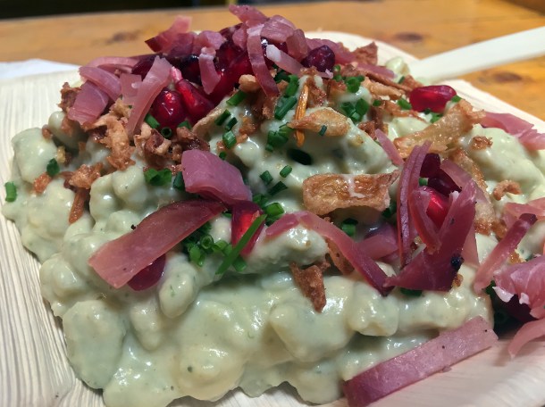 spinach, gouda and gorgonzola spatzle from ze spatzle club at mercato metropolitano