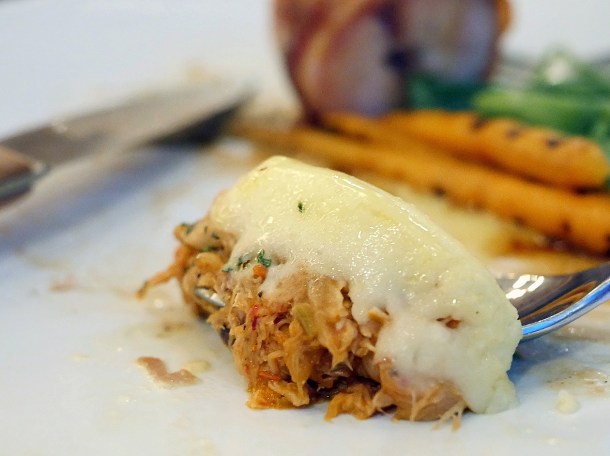 illustrative photo of the spoonful of rabbit cottage pie at Wild Honey St James