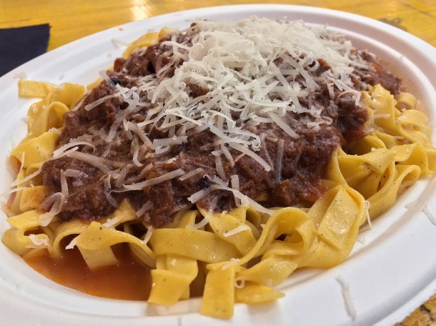 illustrative photo of the boar ragu tagliatelle from Pala and Matterello at Mercato Metropolitano
