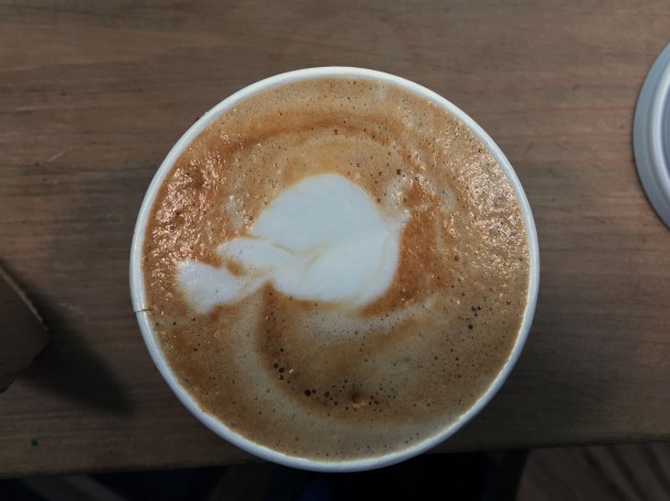 illustrative photo of a flat white from from the Colombian Coffee espresso bar at Flat Iron Square