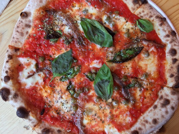 illustrative photo of the Marinara pizza with added mozzarella from Baz and Fred at Flat Iron Square Southwark