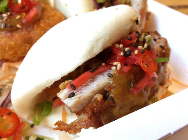 illustrative photo of the pork katsu bao from Katsutopia at Flat Iron Square