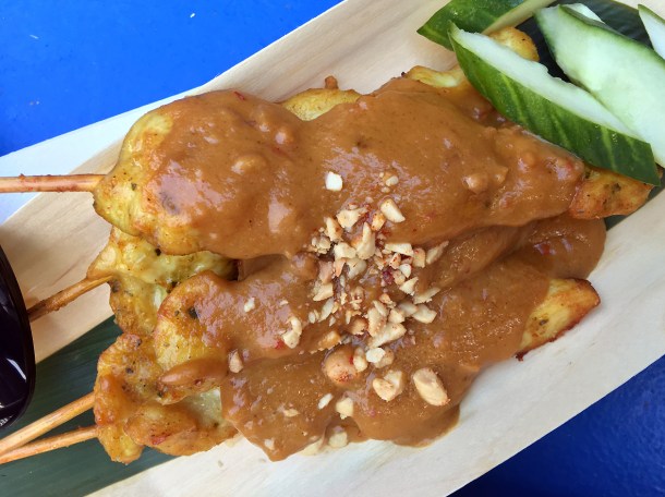 illustrative photo of the satay chicken from Ekachai at Flat Iron Square
