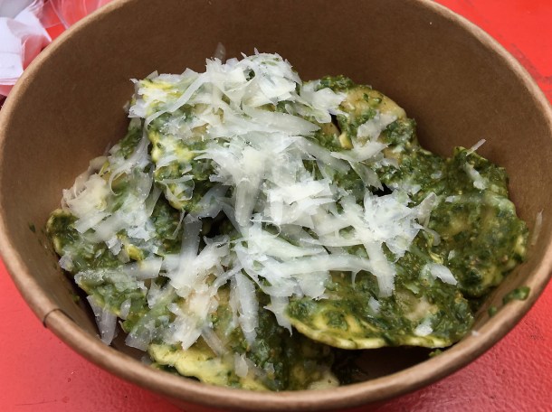 illustrative photo of the vegan ravioli from La Nonna at Flat Iron Square