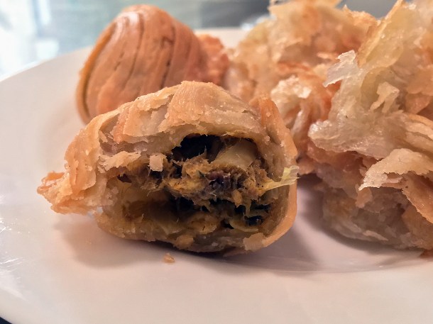 illustrative photo of the roti canai and sardine curry puff at Normah's Cafe Bayswater