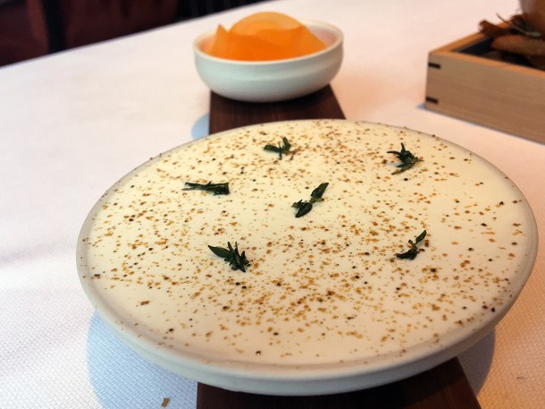 illustrative photo of the creme fraiche and pickles at Claridge's Davies and Brook
