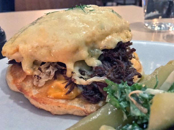 illustrative photo of the pulled pastrami pancakes at Where The Pancakes Are