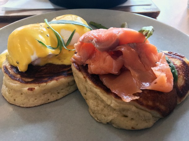 illustrative photo of the Royal smoked salmon pancakes at Where The Pancakes Are