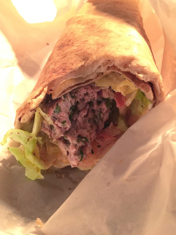 illustrative photo of the lamb kebab from Nik's Kitchen at Vinegar Yard