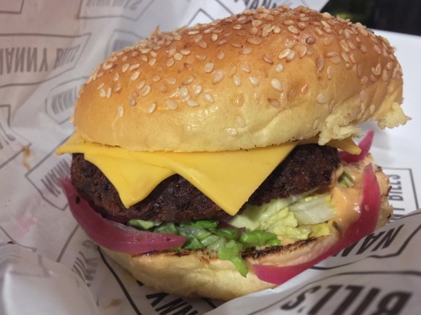illustrative photo of the Lula quinoa burger from Nanny Bill's at Vinegar Yard