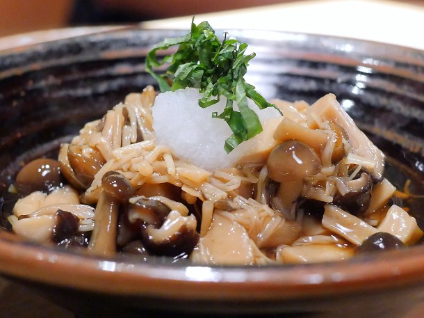 illustrative photo of the kinoko nametake marinated mushrooms at koya city