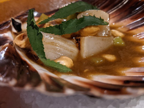 illustrative photo of the scallop with hazelnuts at Brunswick House