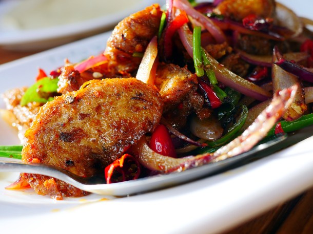 illustrative photo of the stir-fried vegetarian lamb with cumin and chilli at Tofu Vegan