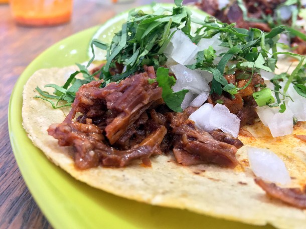 illustrative photo of the birria beef tacos special at La Chingada London