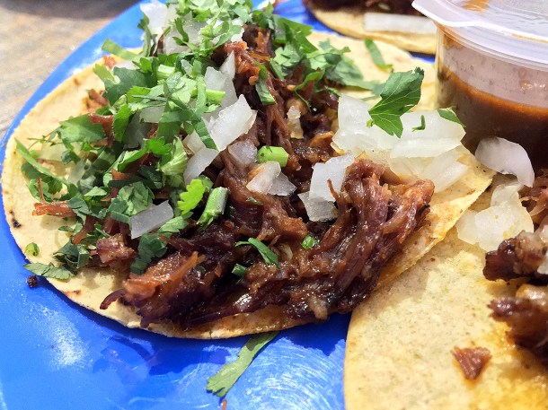illustrative photo of the birria special tacos at La Chingada