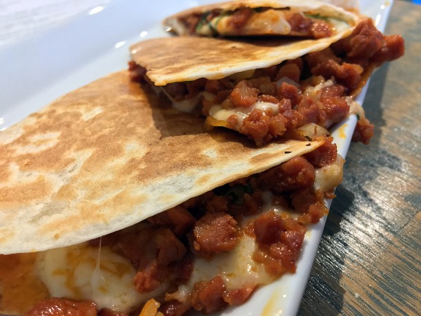 illustrative photo of the cheese and chorizo quesadilla at La Chingada